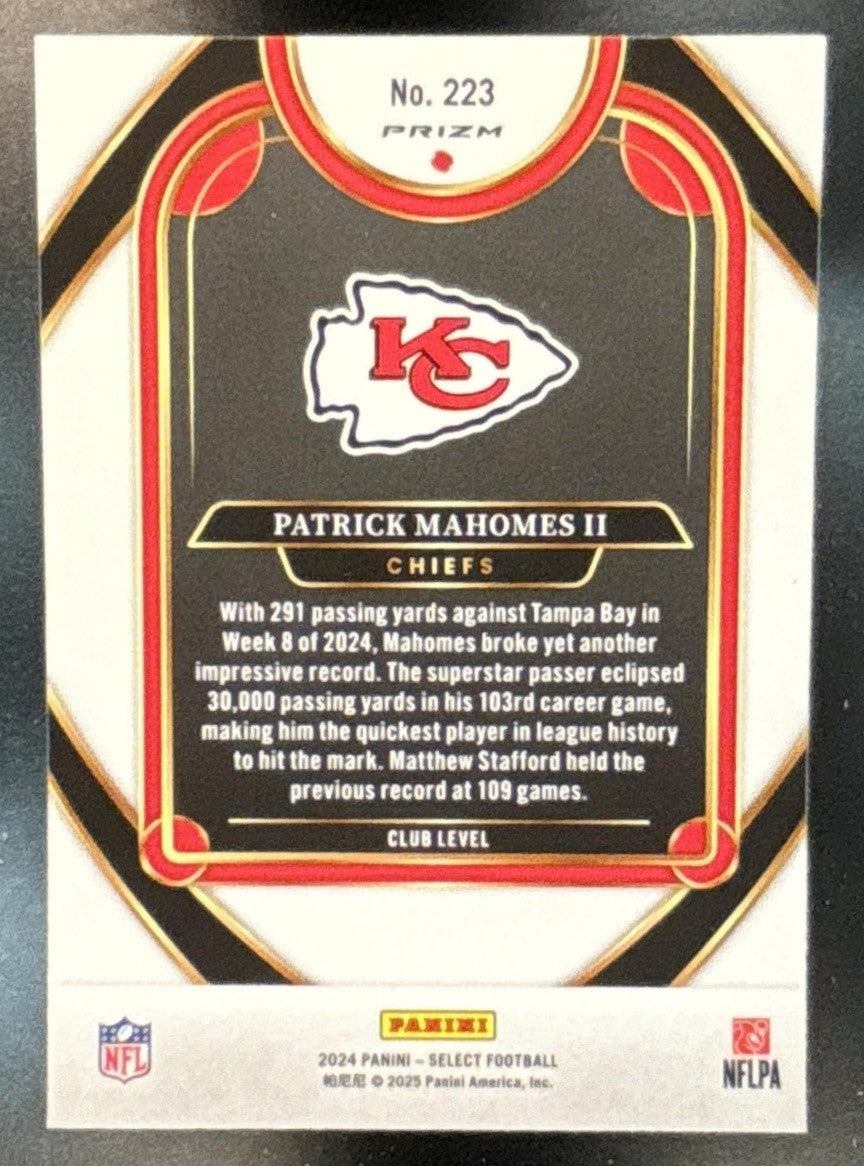 2024 Select Patrick Mahomes II Red and Yellow Shock #223 Kansas City Chiefs