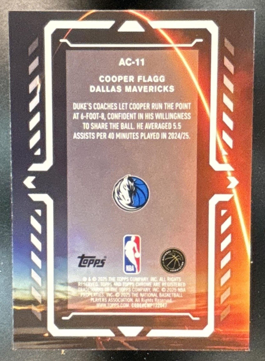 2025-26 Topps Chrome Cooper Flagg Activators RC Dallas Mavericks