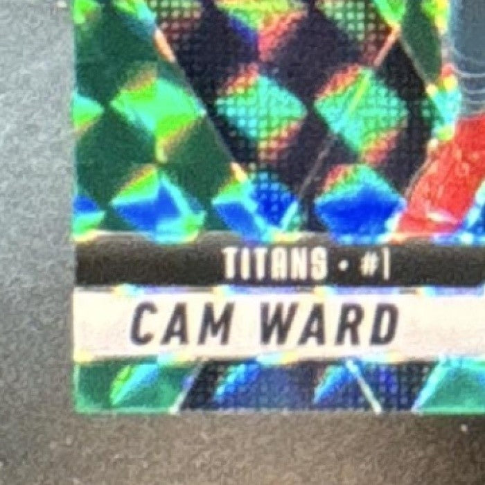 2025 Panini Mosaic Cam Ward Rookies Green Prizm #382 RC Tennessee Titans