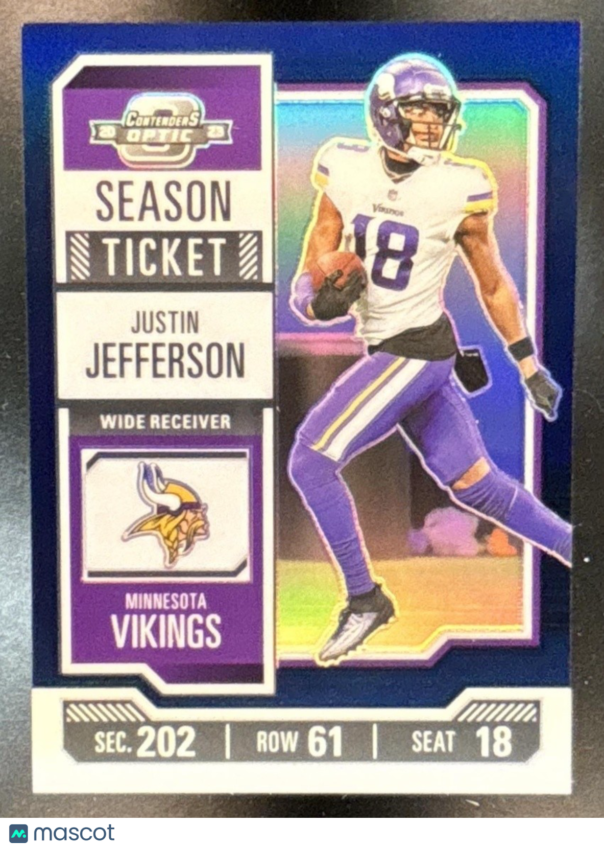 2023 Panini Contenders Optic Justin Jefferson Blue /99 #36 Minnesota Vikings