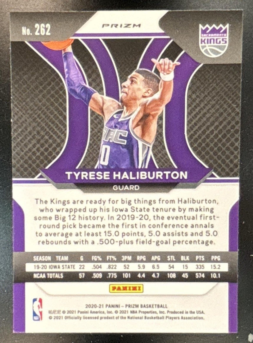 2020-21 Prizm Tyrese Haliburton Orange Ice Prizms #262 RC Sacramento Kings