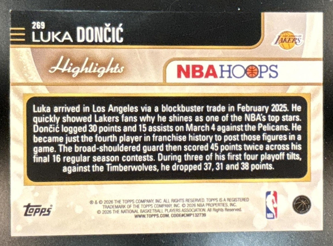 2025-26 Topps Hoops Luka Doncic Pixel Burst Gold /50 #269 Los Angeles Lakers