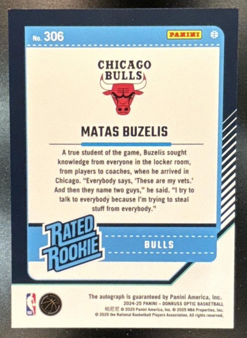 2024-25 Panini Donruss Optic Matas Buzelis Signatures #306 RC Auto Chicago Bulls