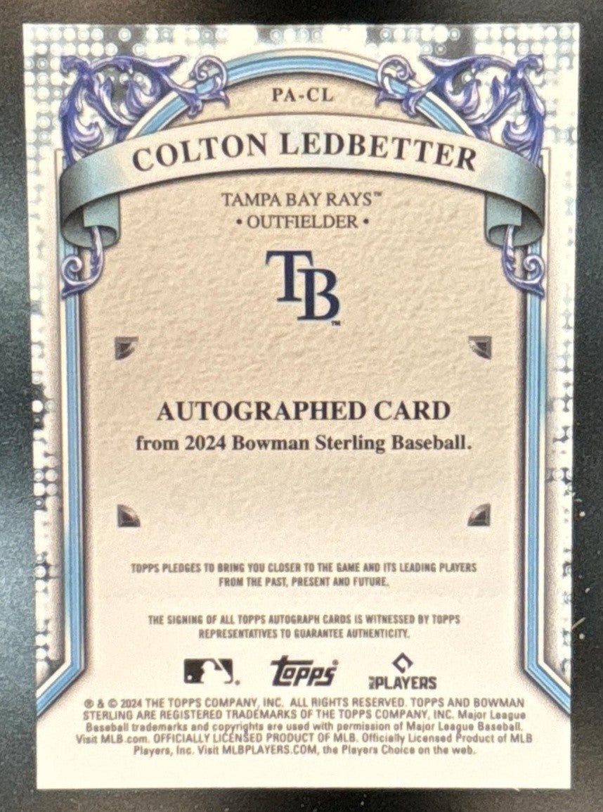 2024 Bowman Sterling Colton Ledbetter Prospect Auto #PA-CL Tampa Bay Rays