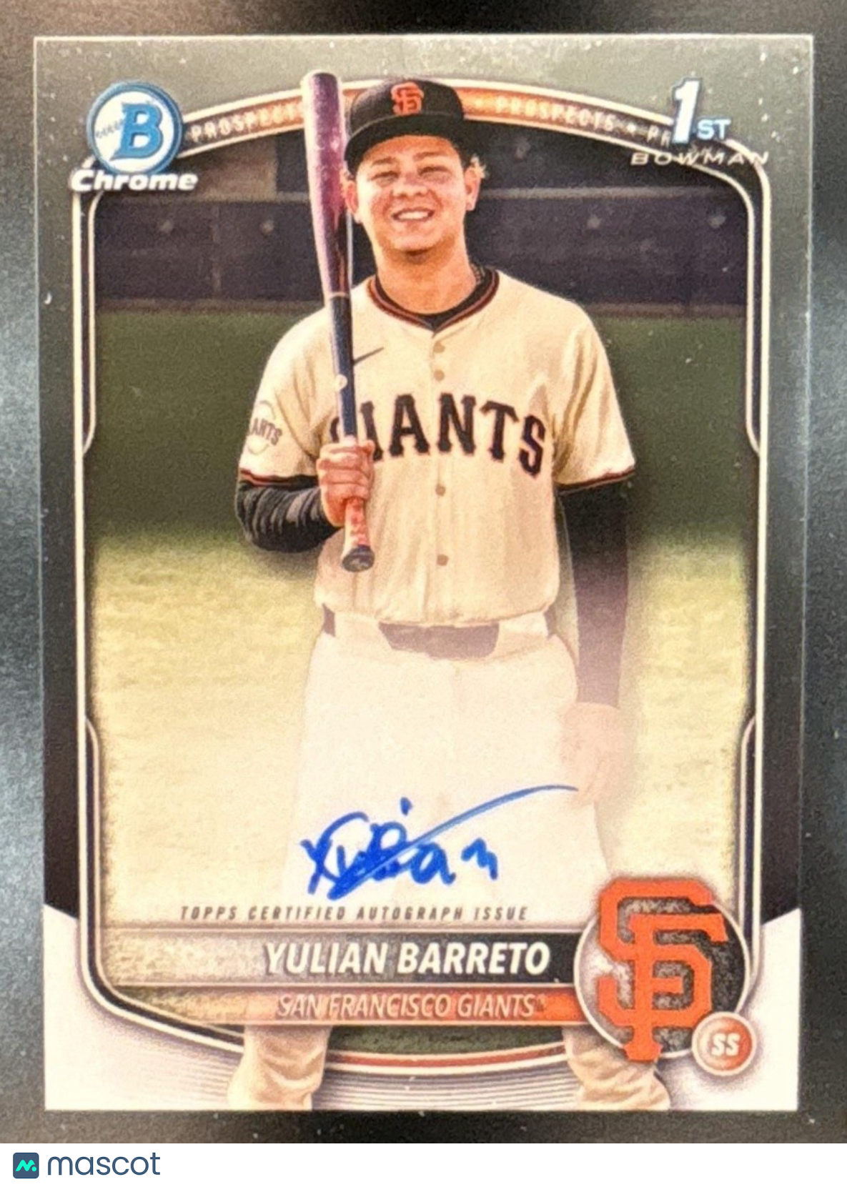 2025 Bowman Chrome Yulian Barreto Auto #CPA-YU 1st Prospect San Francisco Giants