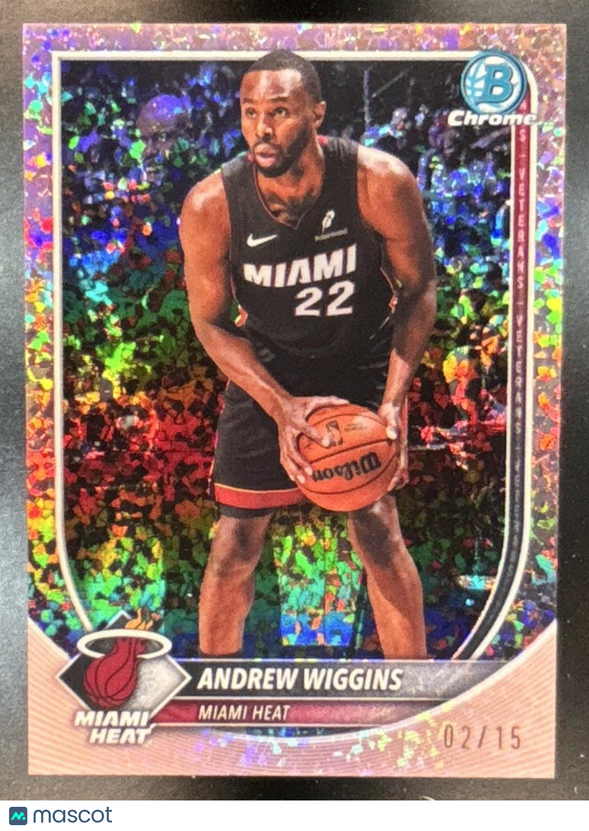 2025-26 Bowman Andrew Wiggins Chrome Rose Gold Mini Diamond /15 #BCV-170 Heat