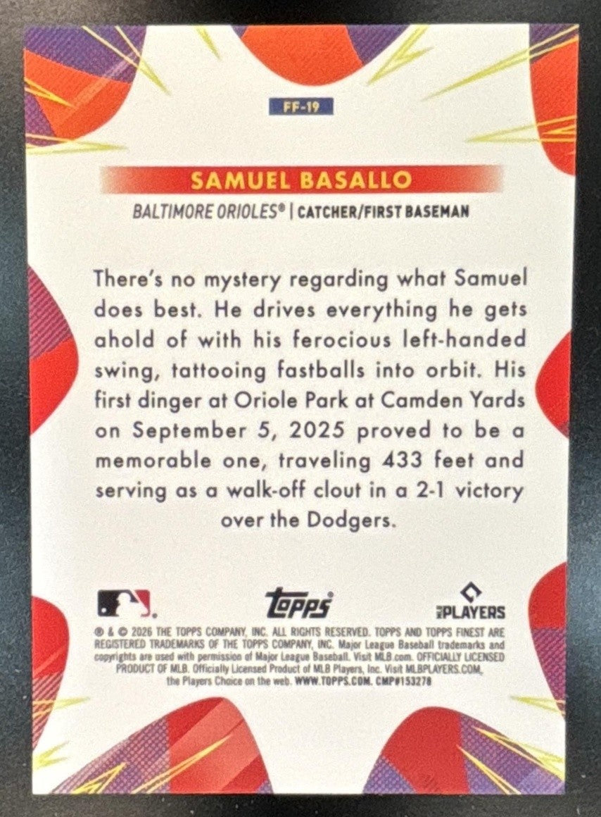 2026 Topps Finest Samuel Basallo Futures Mini-Diamond RC Baltimore Orioles
