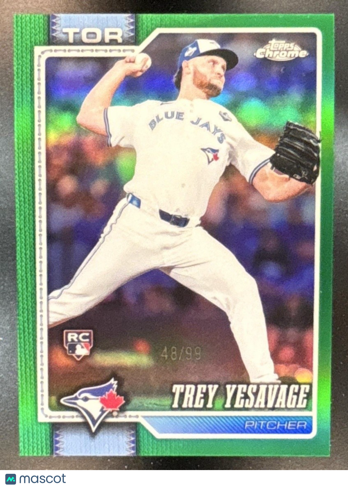2026 Topps Chrome Trey Yesavage Green Refractor /99 #86 RC Toronto Blue Jays