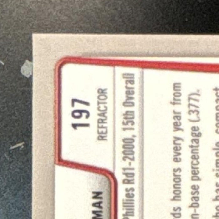 2012 Bowman Chrome Chase Utley Refractor #197 Philadelphia Phillies
