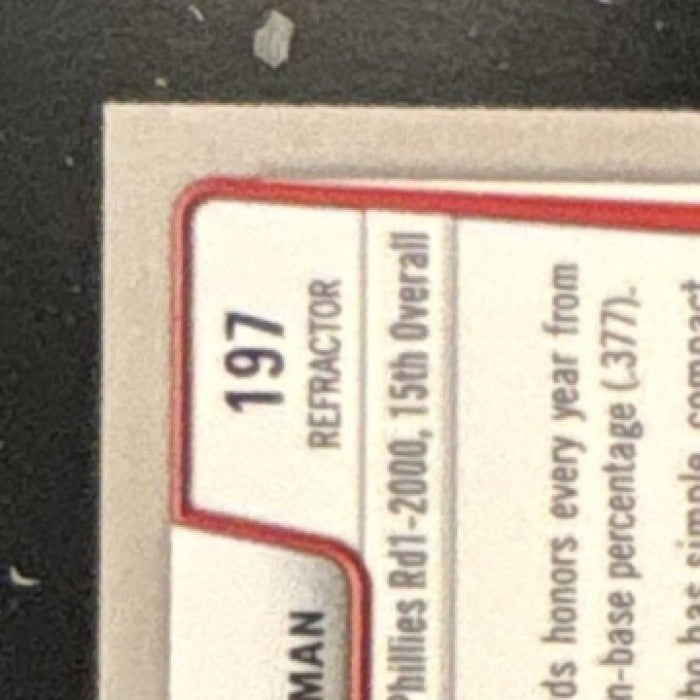 2012 Bowman Chrome Chase Utley Refractor #197 Philadelphia Phillies
