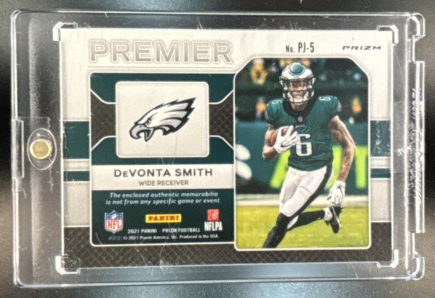 2021 Panini Prizm DeVonta Smith Premier Jerseys Neon Green Pulsar MEM RC Eagles