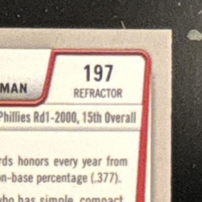 2012 Bowman Chrome Chase Utley Green Refractor #197 Philadelphia Phillies