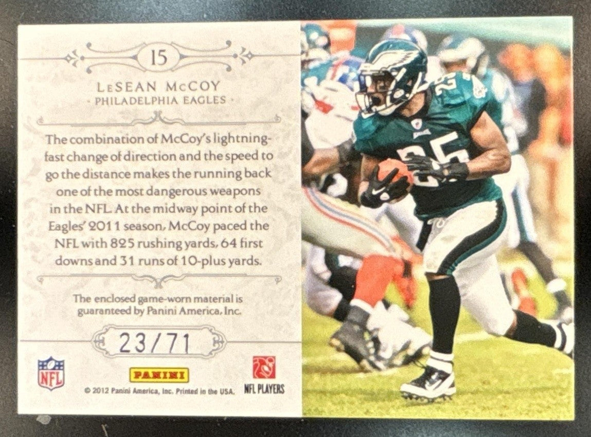2011 National Treasures LeSean McCoy Colossal Materials /71 #15 MEM Eagles