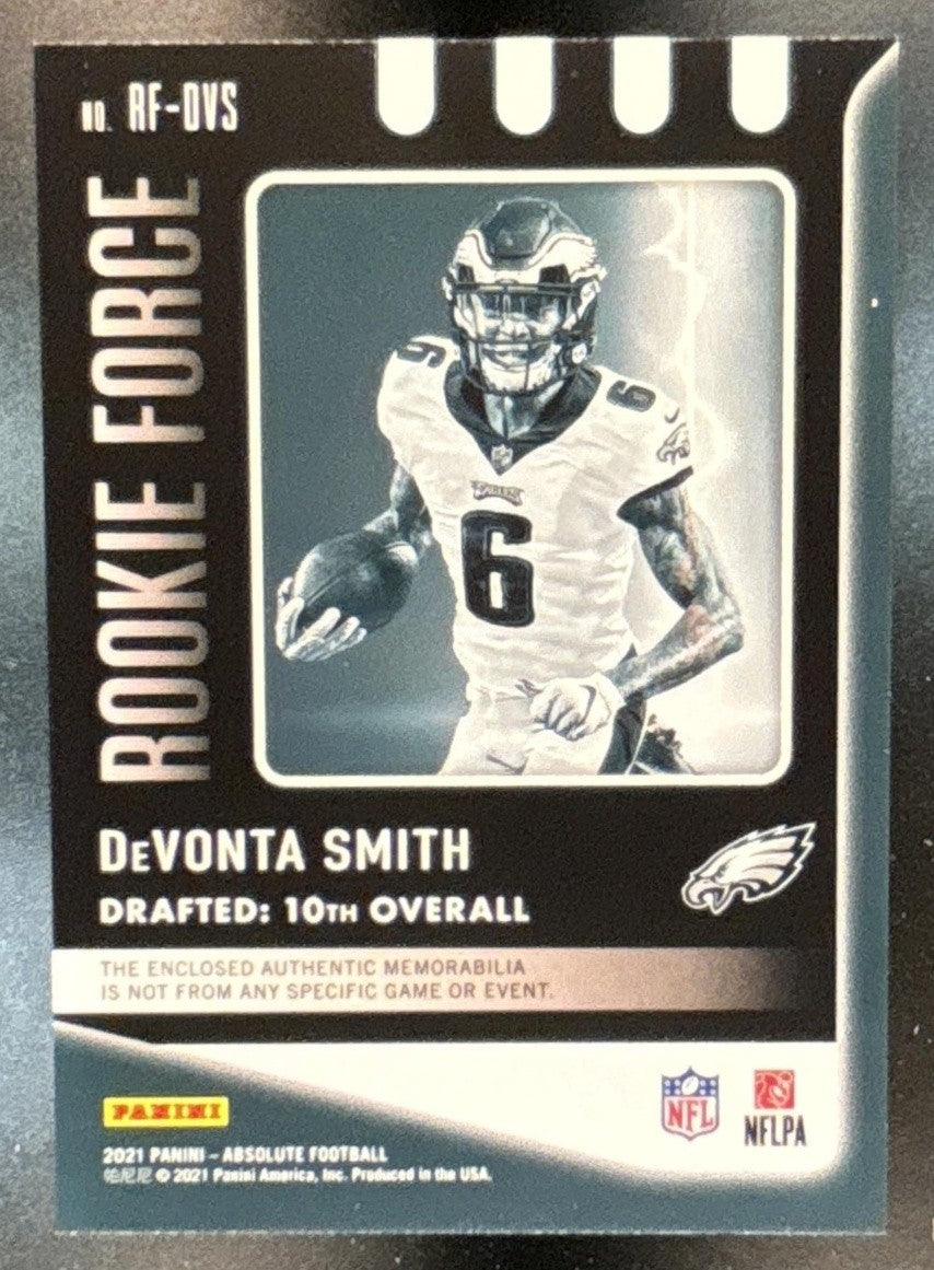 2021 Panini Absolute DeVonta Smith Rookie Force MEM RC Philadelphia Eagles