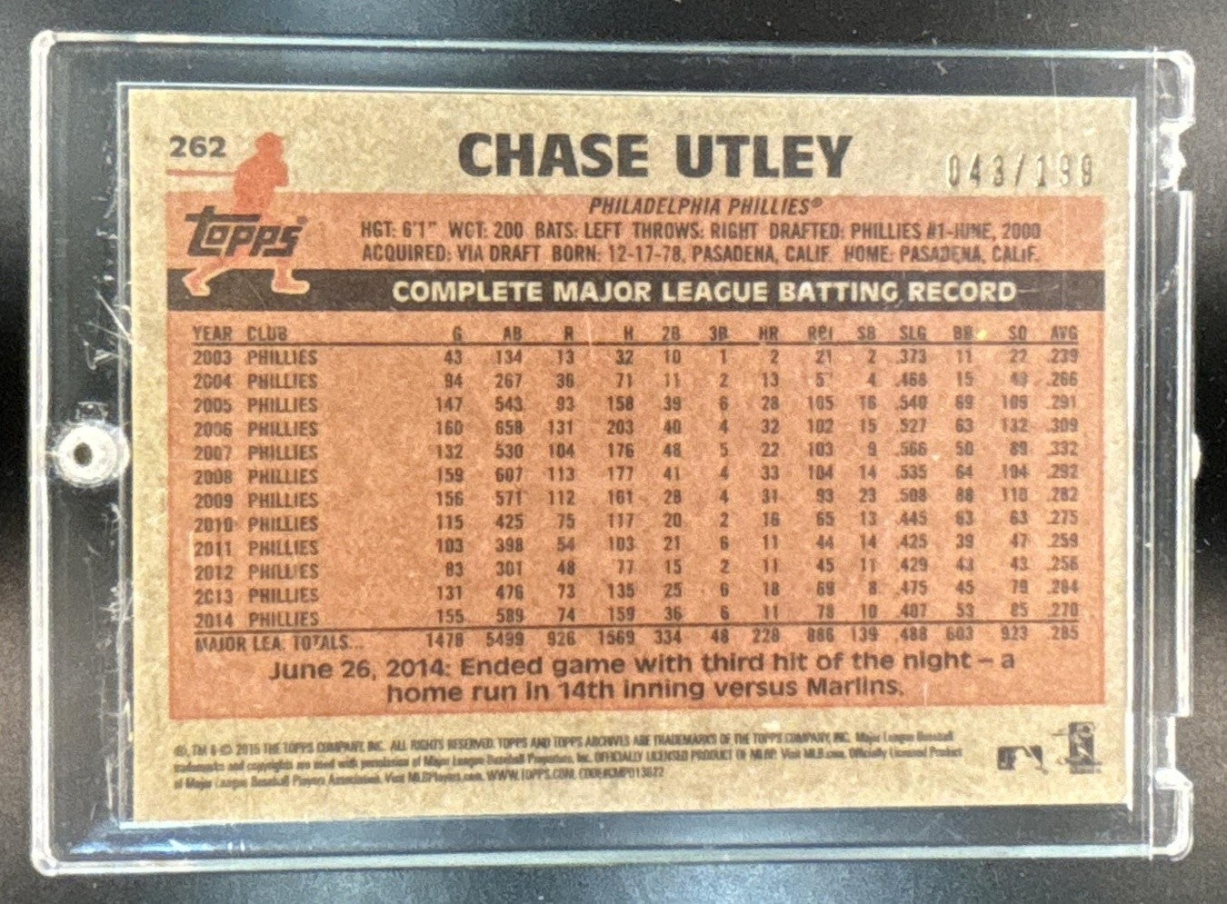 2015 Topps Archives Chase Utley Silver /199 #262 Philadelphia Phillies