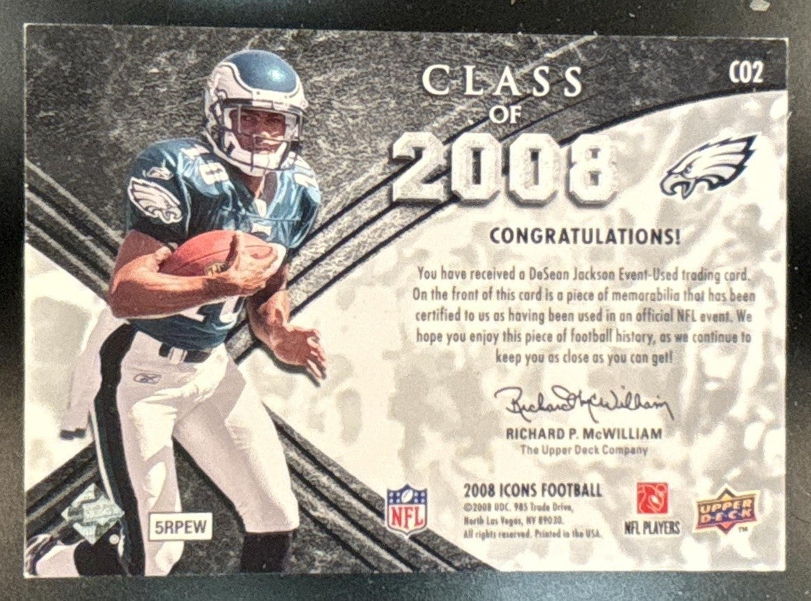 2008 Upper Deck Icons DeSean Jackson Class of Jersey Silver /199 #CO2 RC Eagles