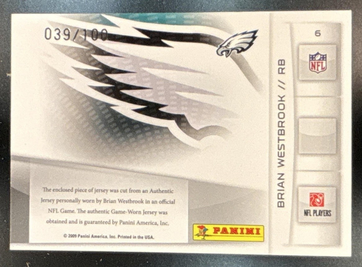 2009 Playoff Prestige Brian Westbrook TD Sensations Materials /100 #6 MEM Eagles