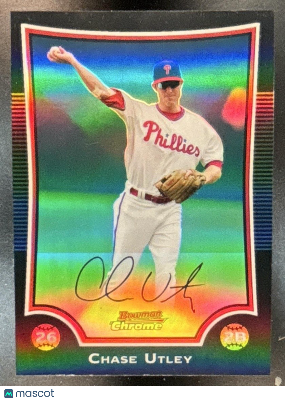 2009 Bowman Chrome Chase Utley Refractor #4 Philadelphia Phillies