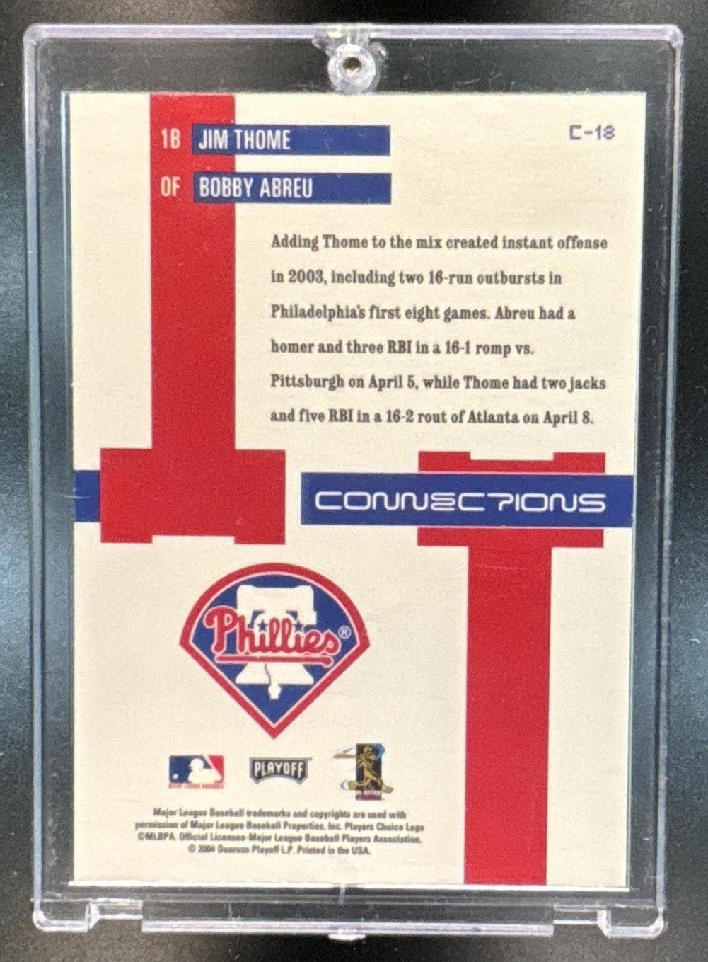 2004 Playoff Prestige Jim Thome Bobby Abreu Connections #C-18 Phillies