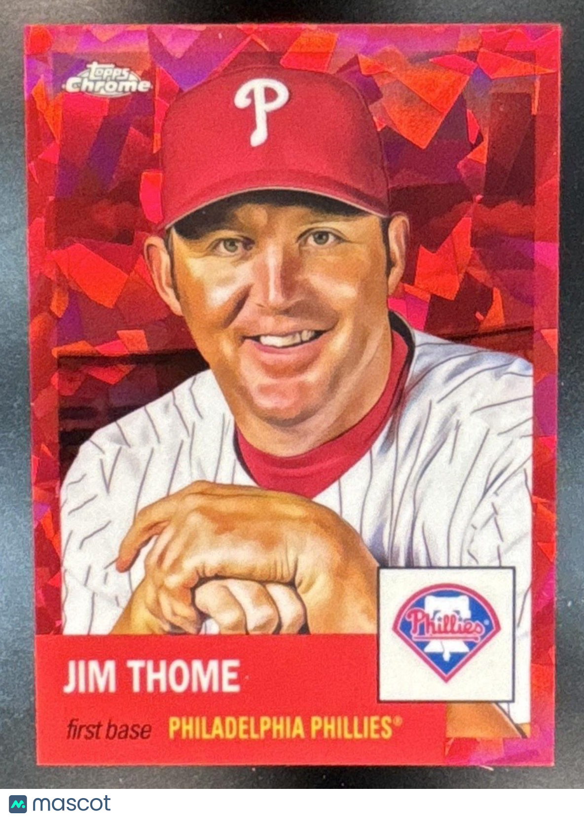 2022 Topps Chrome Platinum Anniversary Jim Thome Red Atomic /100 #201 Phillies