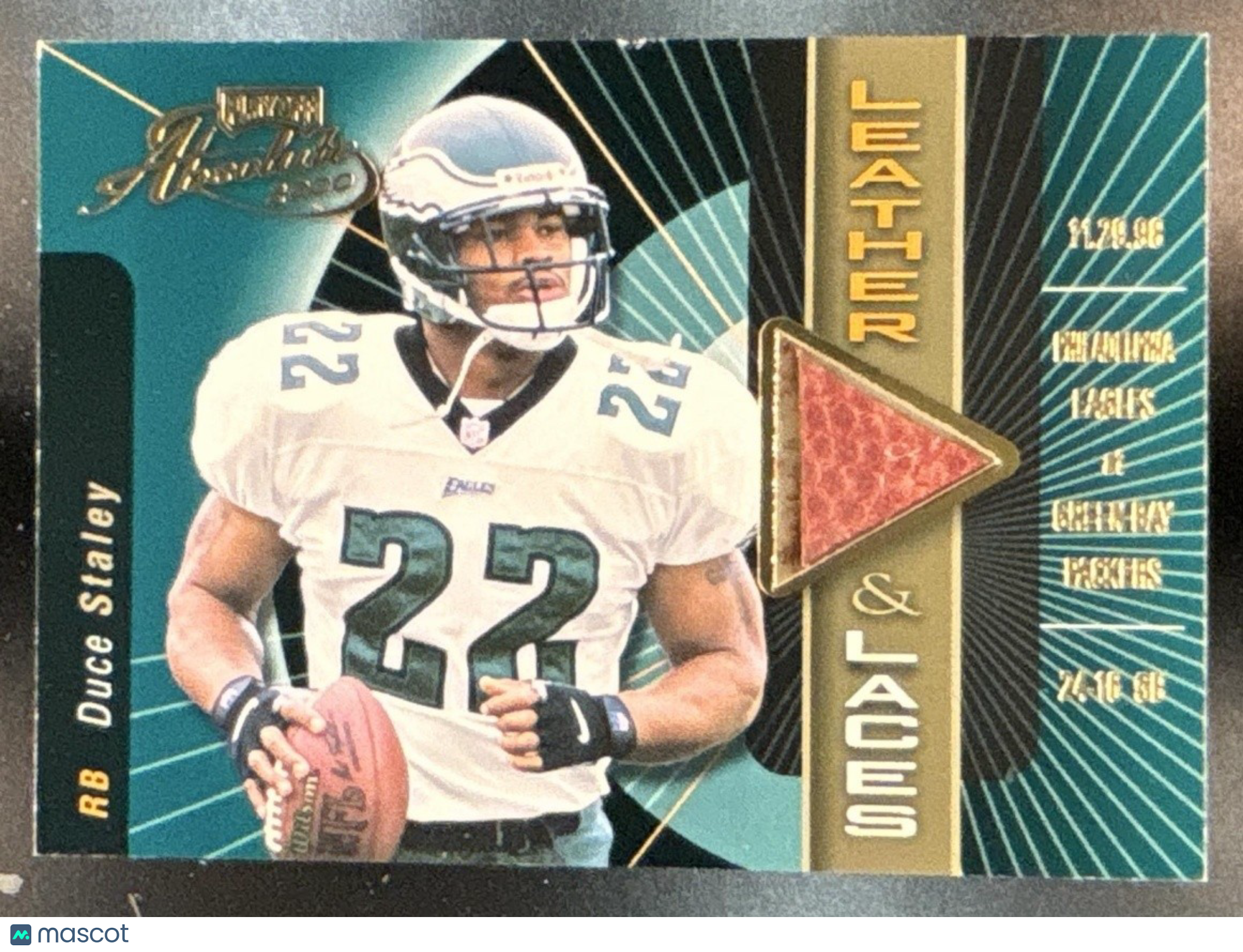 2000 Playoff Absolute Duce Staley Leather and Laces /350 MEM Philadelphia Eagles