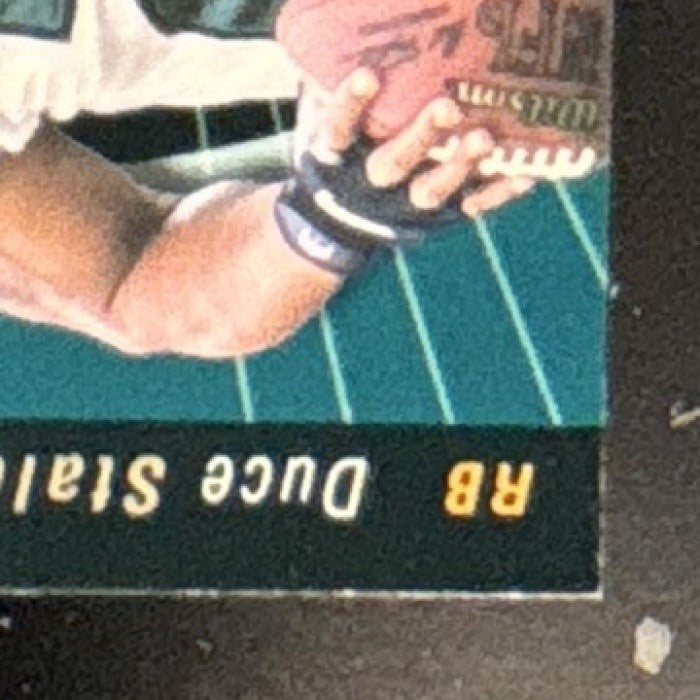 2000 Playoff Absolute Duce Staley Leather and Laces /350 MEM Philadelphia Eagles