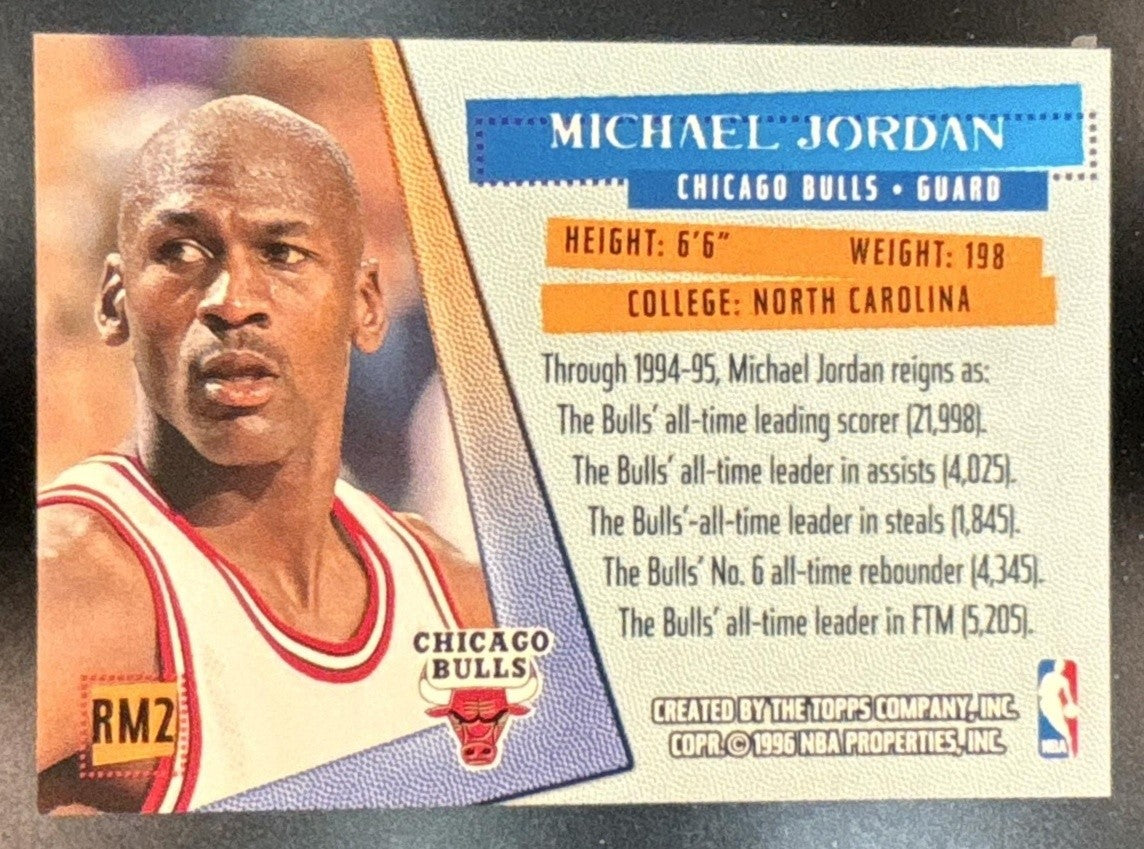 1995-96 Topps Stadium Club Michael Jordan Reign Men (EX) #RM2 Chicago Bulls
