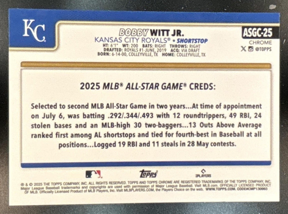 2025 Topps Chrome Update Bobby Witt Jr. All-Star Game #ASGC-25 Royals