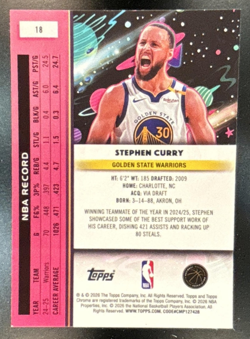 2025-26 Topps Cosmic Chrome Stephen Curry #18 Golden State Warriors