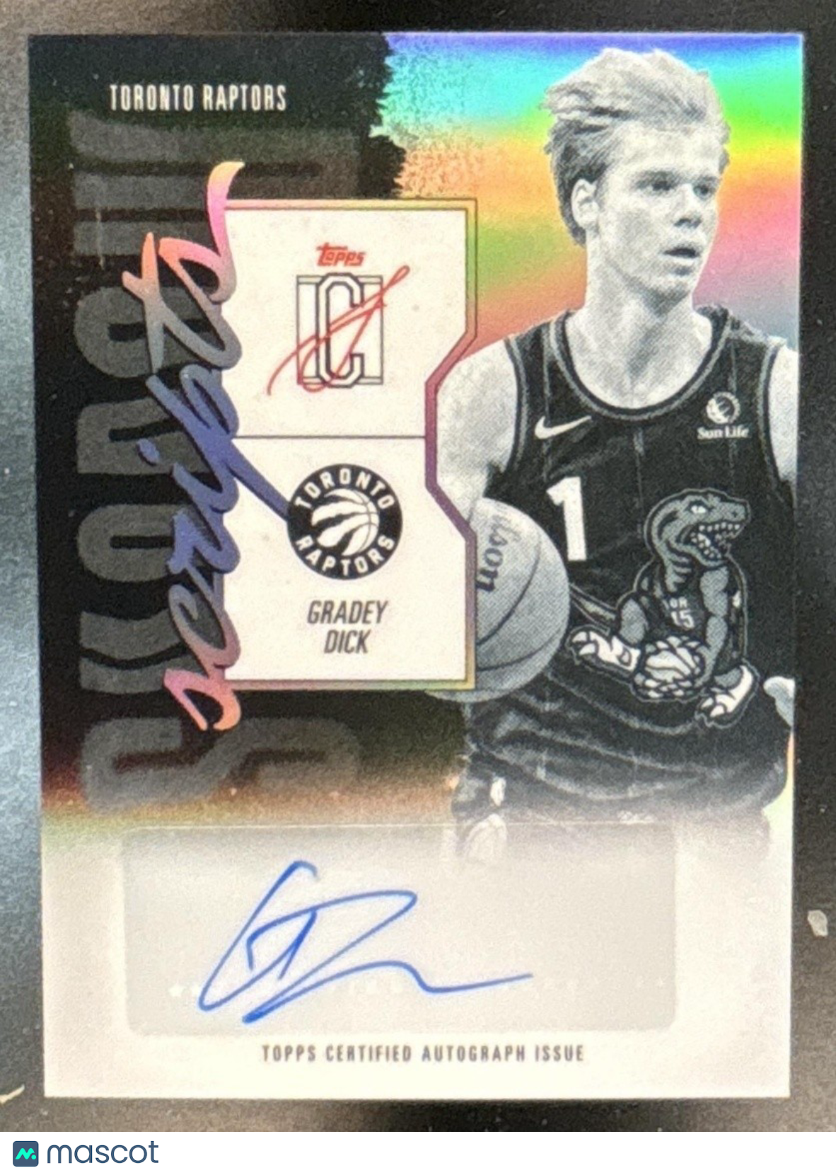 2025-26 Topps Signature Class Gradey Dick Shadow Scripts Auto Toronto Raptors