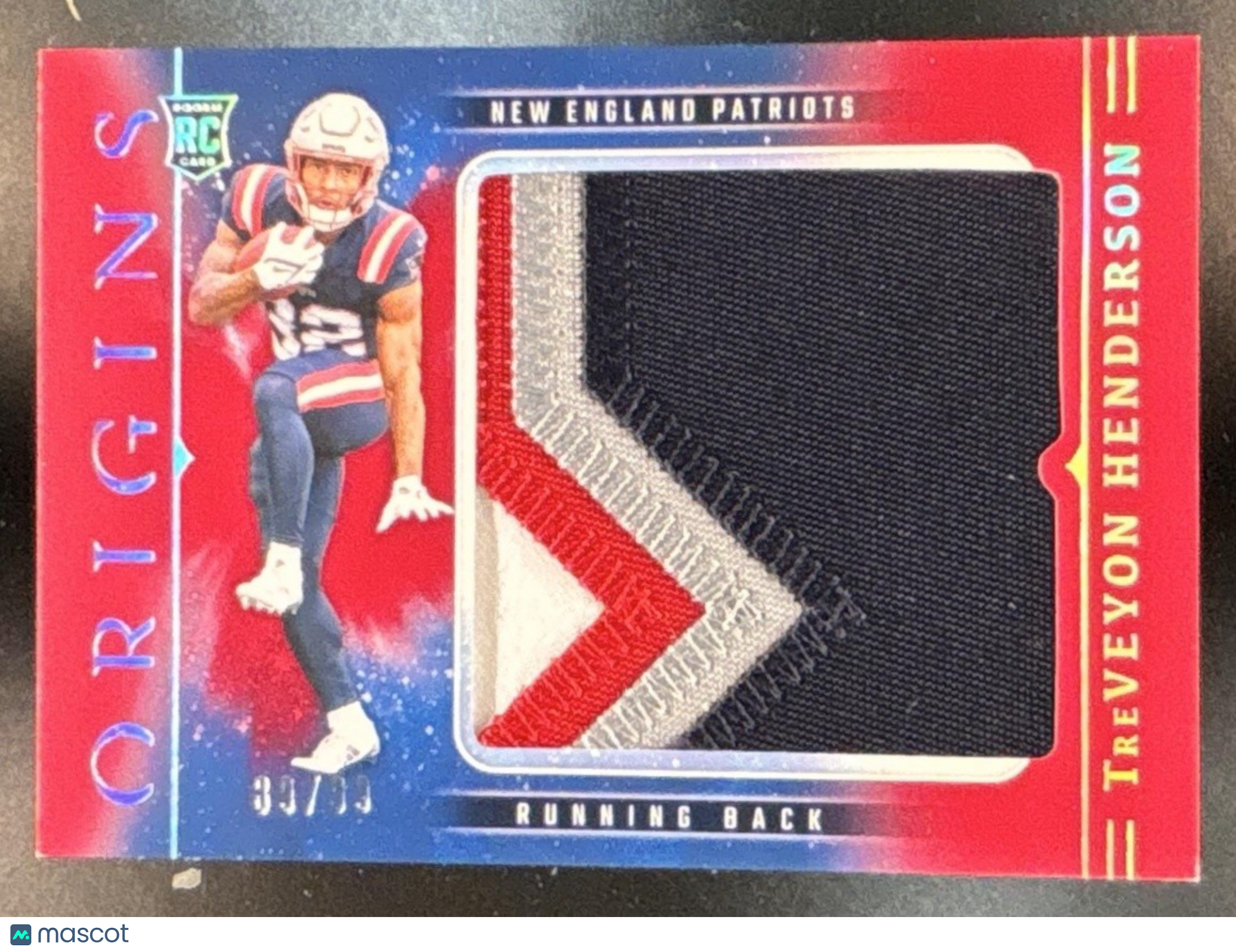 2025 Origins TreVeyon Henderson Jumbo Jersey (4 color) Red /99 RC Patriots
