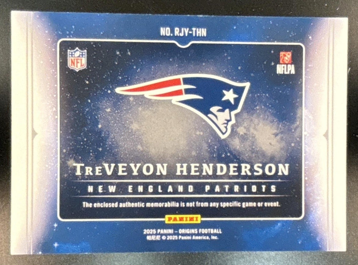 2025 Origins TreVeyon Henderson Jumbo Jersey (4 color) Red /99 RC Patriots