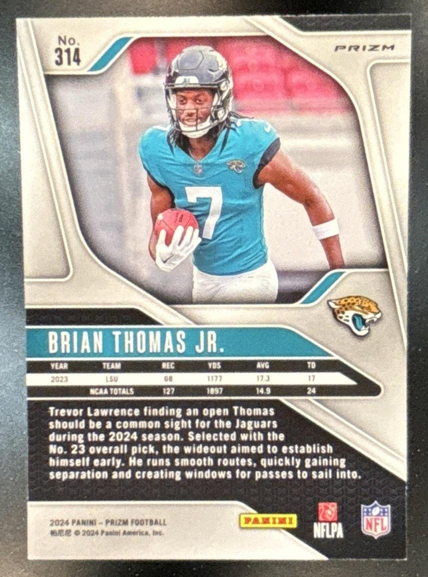 2024 Panini Prizm Brian Thomas Jr. Black and White Checker #314 RC Jaguars