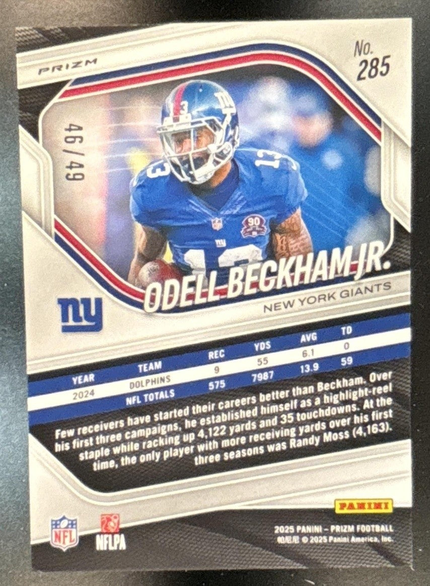 2025 Panini Prizm Odell Beckham Jr. Red Shimmer /49 #285 New York Giants