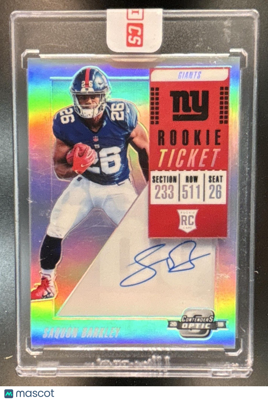 2018 Panini Contenders Optic Saquon Barkley #102 Rookie Ticket RPS Auto RC Giant