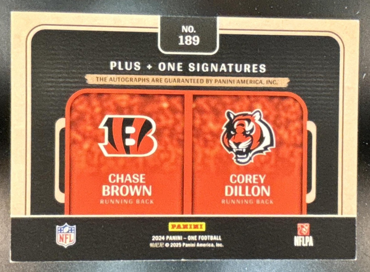 2025 Immaculate Collection Chase Brown Corey Dillon 2024 One Plus Signatures /49