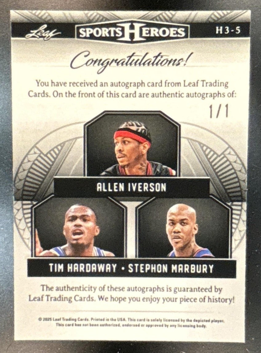 2025 Leaf Metal Sport Heros Allen Iverson Tim Hardaway Stephon Marbury Auto 1/1