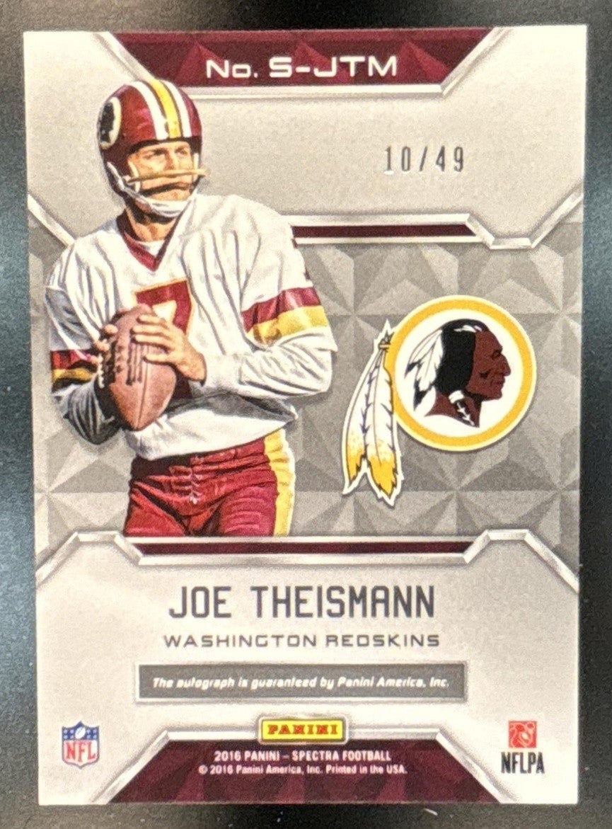2016 Panini Spectra Joe Theismann Signatures /49 #S-JTM Auto Washington Redskins