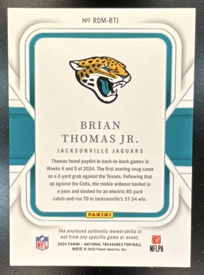 2024 National Treasures Brian Thomas Jr. Dual Materials /99 MEM Jaguars