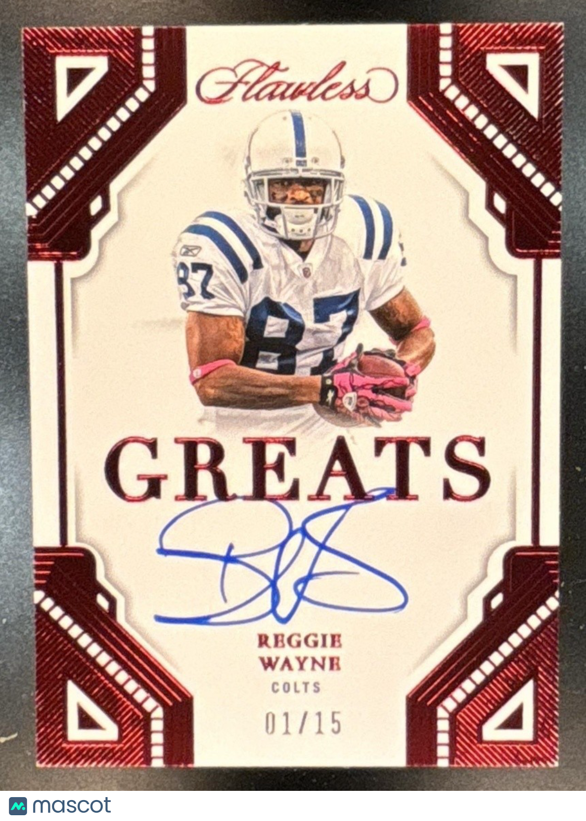 2023 Panini Flawless Reggie Wayne Greats Ruby 1/15 Auto Indianapolis Colts