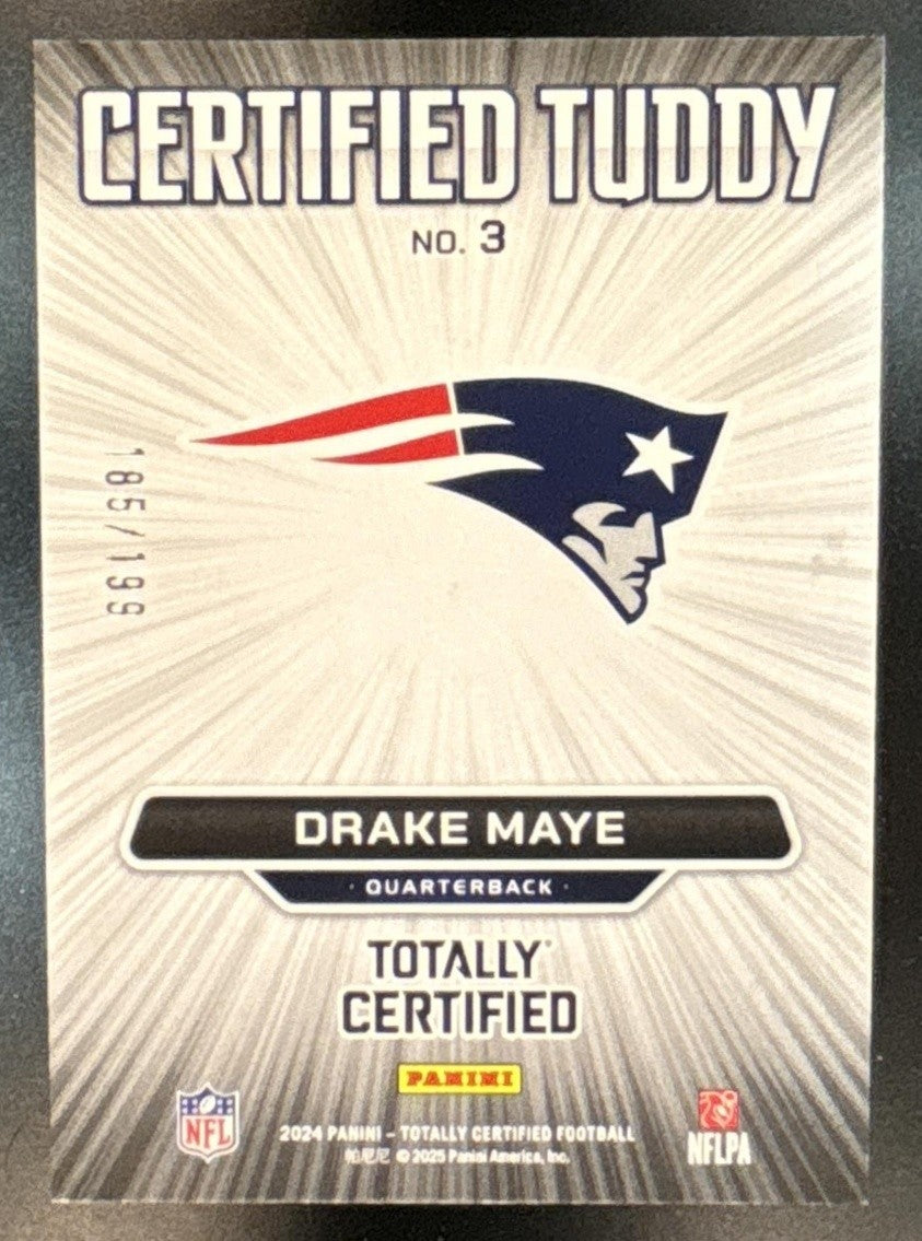 2024 Panini Totally Certified Drake Maye Tuddy Blue /199 #3 New England Patriots