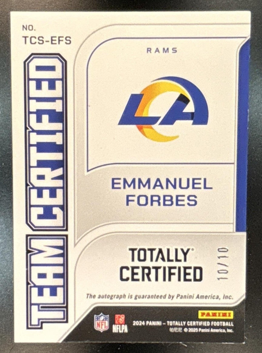 2024 Panini Totally Certified Emmanuel Forbes Auto Gold 10/10
