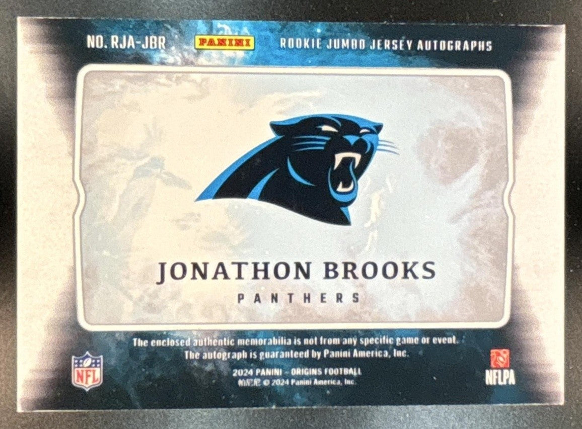 2024 Panini Origins Jonathon Brooks Jumbo Jersey Auto RC Carolina Panthers