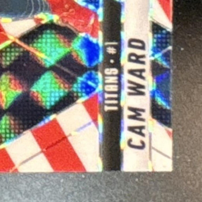 2025 Mosaic Cam Ward Red and White Stripe Prizm #382 RC Tennessee Titans