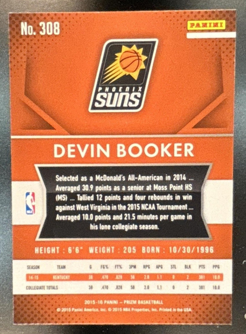 2015-16 Panini Prizm Devin Booker #308 RC Phoenix Suns