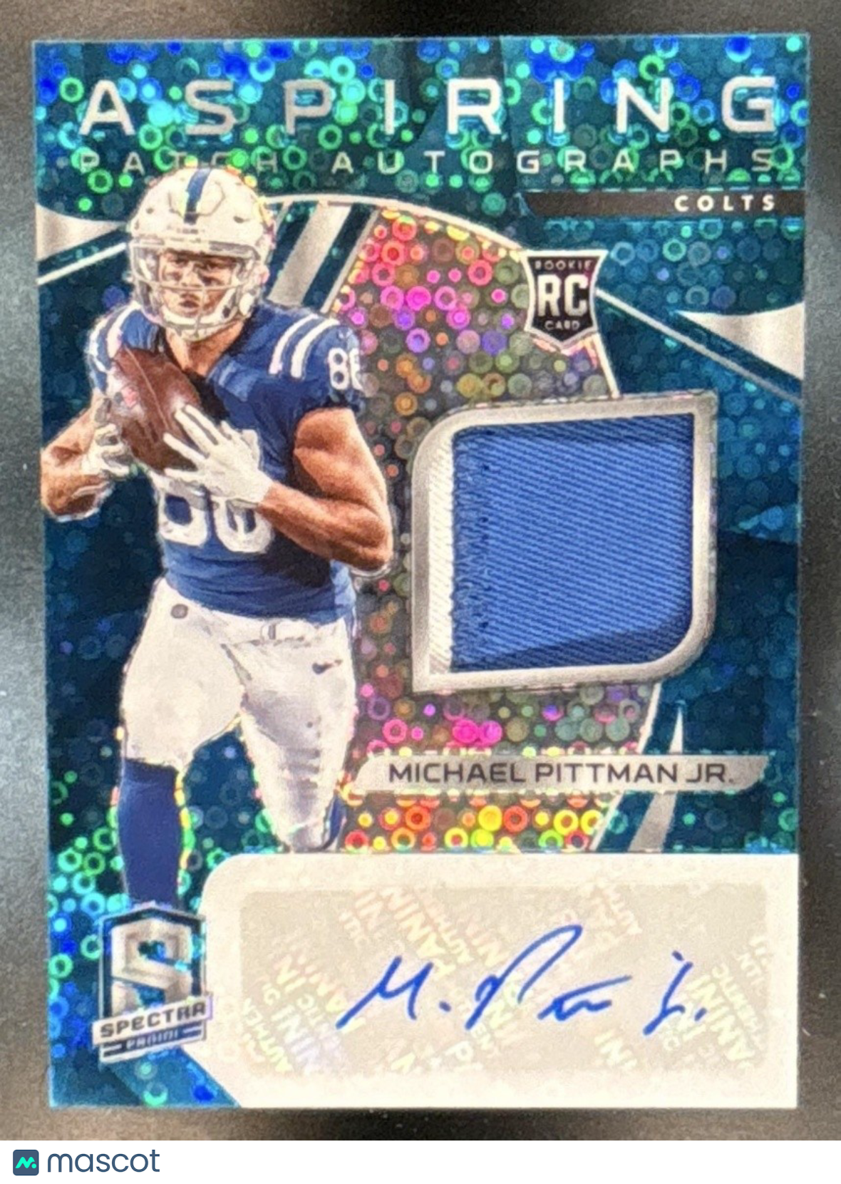 2020 Spectra Michael Pittman Jr. Aspiring Patch Auto Blue /60 #9 MEM RC Colts