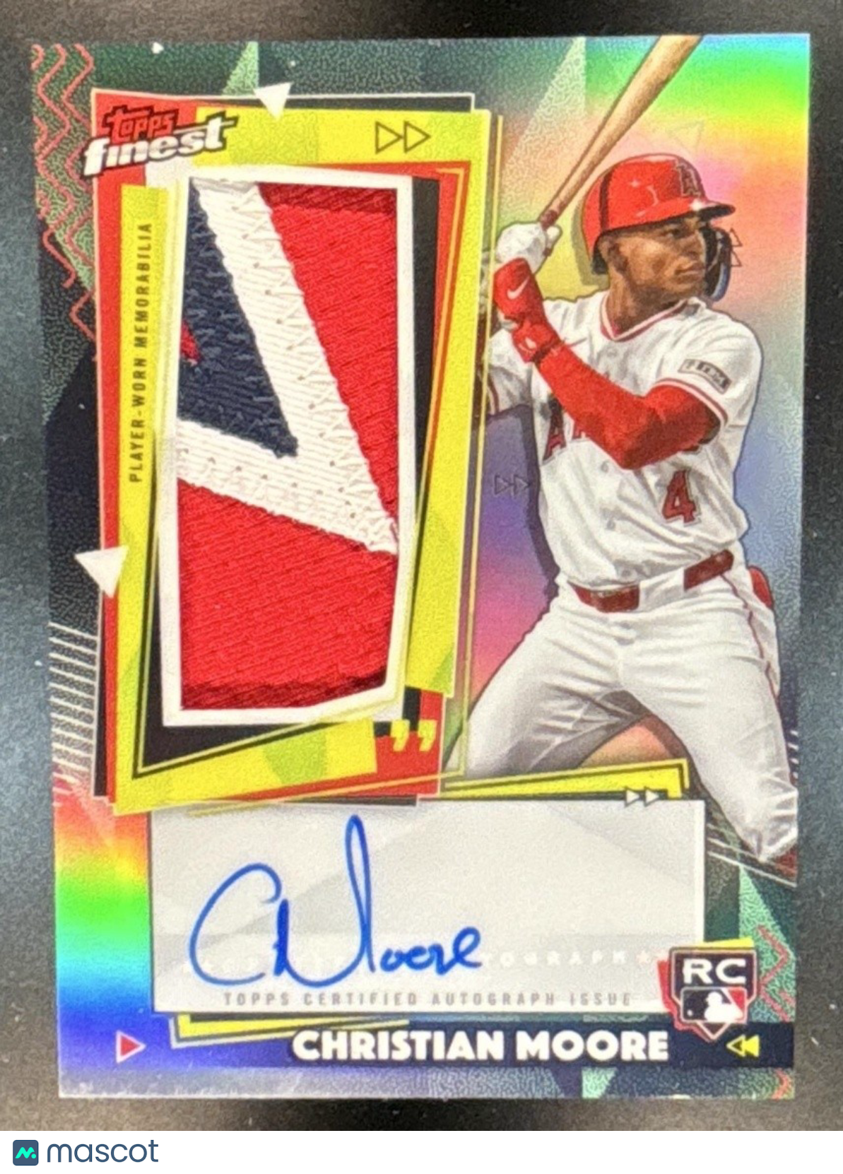 2026 Topps Finest Christian Moore Rookie Patch Auto #RPA-CHM MEM RC Angels