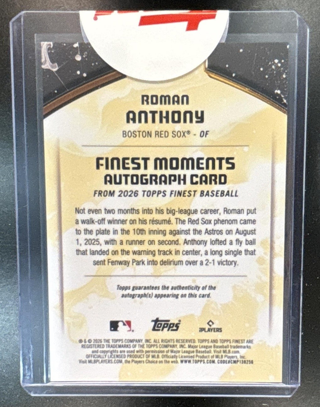 2026 Topps Finest Roman Anthony Moments Auto #FMA-RA RC Boston Red Sox