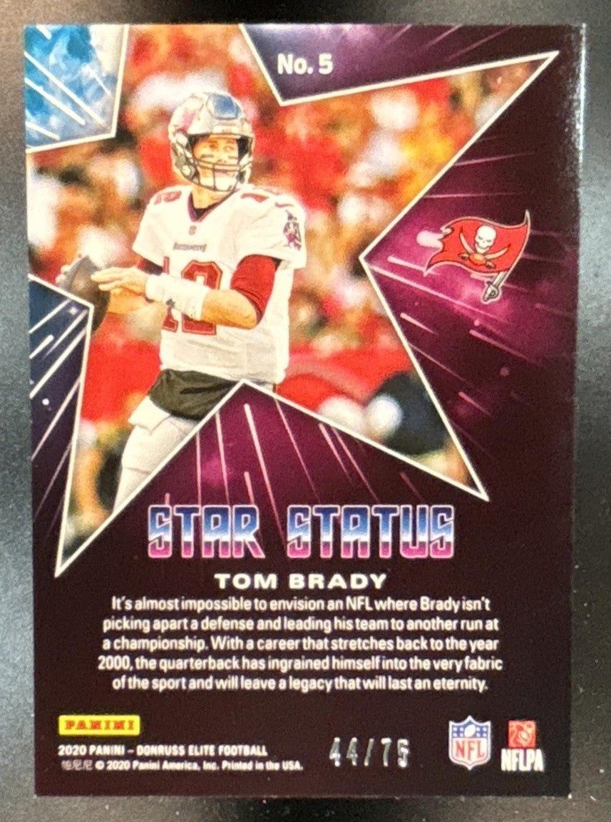 2020 Panini Donruss Elite Tom Brady Star Status /75 #5 Tampa Bay Buccaneers