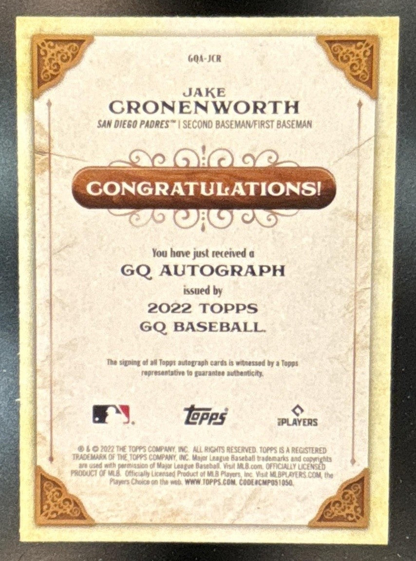 2022 Topps Gypsy Queen Jake Cronenworth GQ Auto #GQA-JCR San Diego Padres